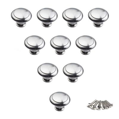 Lot de 10 boutons de tiroir ronds en acier inoxydable 27 mm