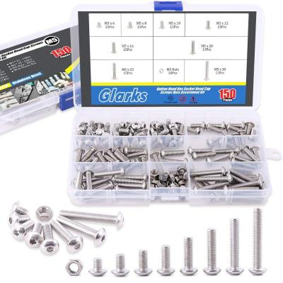 150 pcs M5 en acier inoxydable Bouton � t�te hexagonale Socket Head Cap Boulo...