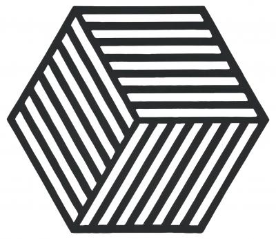 Hexagon Dessous de Plat en Silicone Noir 16 x 14 cm