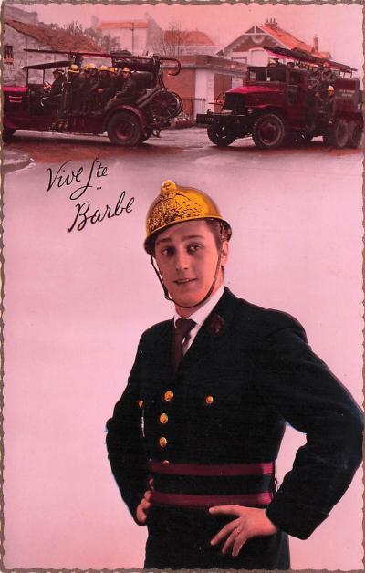 lot de 3 cartes postales anciennes  pompier  vive Sainte Barbe!! casque B.S.P.P.