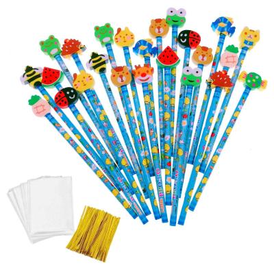 24x Bleu Crayons de Bois Graphite avec Gommes Merci Cadeaux F�te pour Enfants...