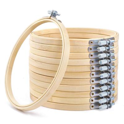 12PCS 15cm cadre de broderie en bois en vrac bambou cercle point de croix ann...
