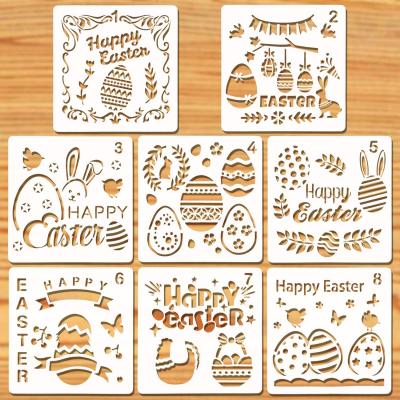P�ques Pochoir pour Enfant, 8Pcs Pochoir de Dessin en Plastique Gabarits pour...
