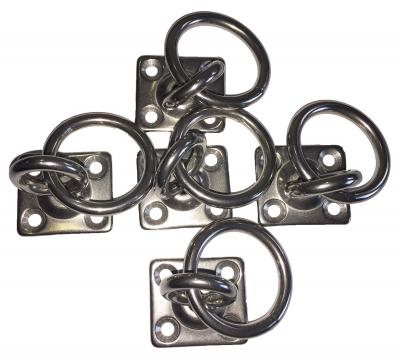 V4A Lot de 5 plaques � Augmenter rectangulaire avec �merillon et Anneau en Ac...