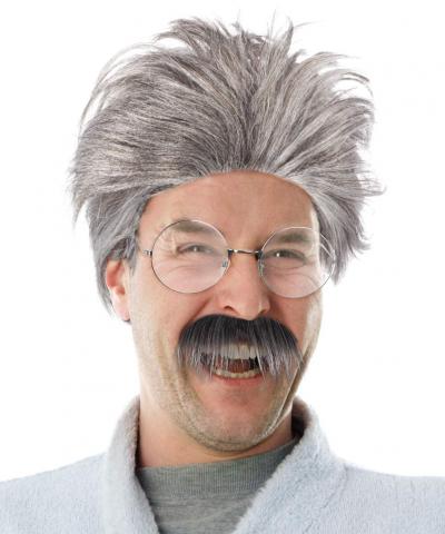 Set avec une perruque de grandp�re gris   moustache   lunettes rondes d�guise...