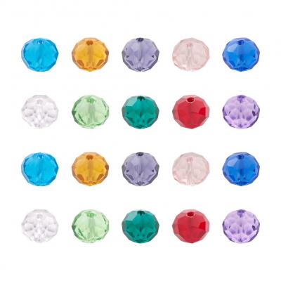 Lot de 150 perles rondes en verre � facettes 10 couleurs avec trou de 1,6 mm ...