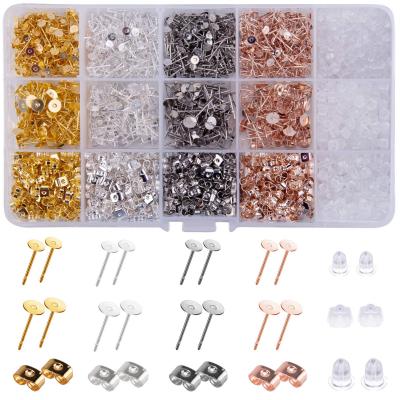 2600 Pi�ces Boucle d'oreille Clous en Acier Inoxydable Flat Pad avec Dos de B...