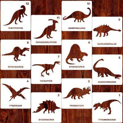 12 Mod�les de pochoir dessin Dinosaure, pochoirs de dessin artisanal en plast...