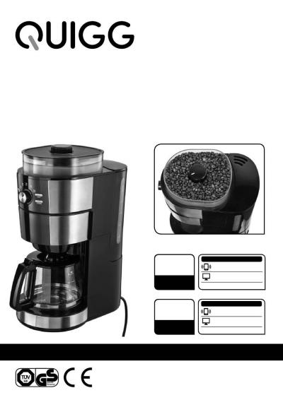 Cafeti�re filtre � grain caf� noir inox 10 tasses broyeur int�gr� 1000W Guigg