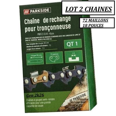 Parkside lot 2 CHAiNES TRON�ONNEUSE PBKS 53 A1 45cm coupe outils rechange gen 2k