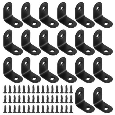 Lot de 20 �querres en L � angle droit, noires, de 25 mm, pour chaises en bois...