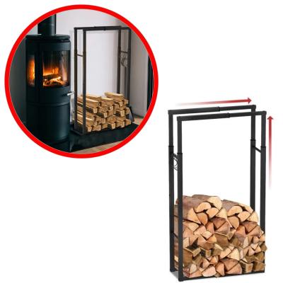 Porte b�ches T�lescopique Chemin�e Ajustable   4 Crochets Rangement Bois