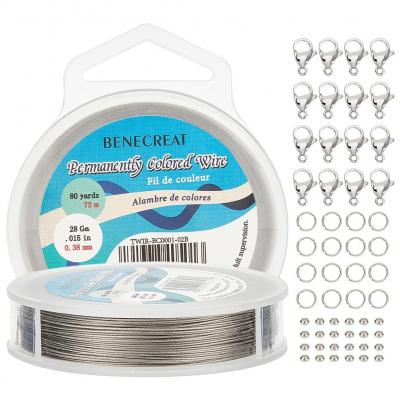 73m 0.38mm fil de perles en acier inoxydable � 7 brins avec anneaux de saut 2...