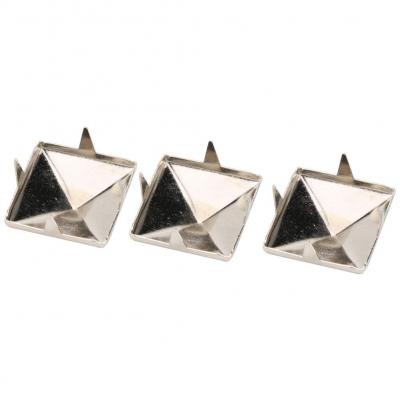 Lot de 100 pi�ces Rivets pyramidaux carr�s, en Laiton argent� 15mm pour d�cor...