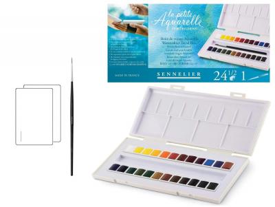 Bo�te de Peinture Aquarelle en Plastique, 24 couleur   Pinceau et 2 cartes po...