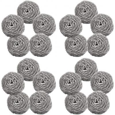 Lot de 30 �ponges en acier inoxydable avec poign�e pour vaisselle