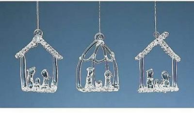 Ensemble de Trois Suspendus en Verre Nativit� Arbre de No�l D�corations