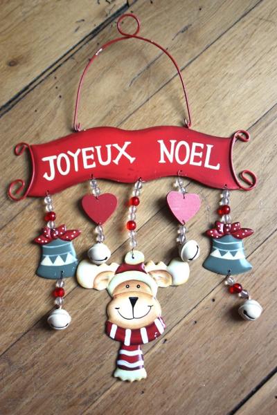 D�coration de No�l Joyeux No�l enseigne porte renne cloche coeur