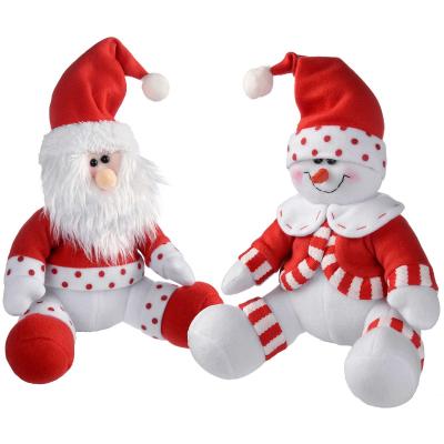 Lot de 2 d�corations de No�l P�re No�l Assis et Bonhomme de Neige 28 cm Rouge...