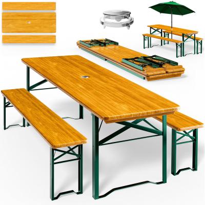Ensemble Table et Bancs Pliable 170 cm   Bois Massif 8 Places Jardin & Terrasse