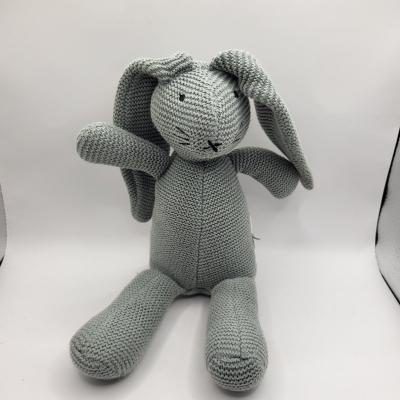 Peluche lapin tricot� XL 46 cm gris   doudou doux d�co chambre b�b� enfant