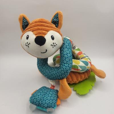 Doudou renard Infinito 40cm activit� b�b� hochet attache cosy multicolore �veil