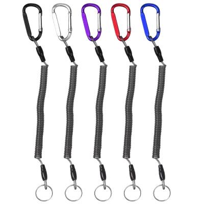 Lot de 5 portecl�s en spirale, corde antimanquante, avec mousqueton, multicol...
