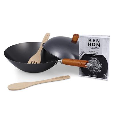 Ensemble de Wok Acier au Carbone, 31cm, Classic, Set de 5 Pi�ces-Poele Wok av...