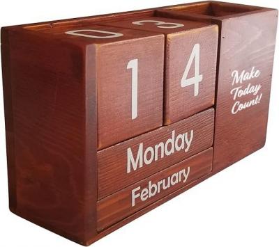 Calendrier perp�tuel de bureau en bois   �l�gance intemporelle pour la planif...