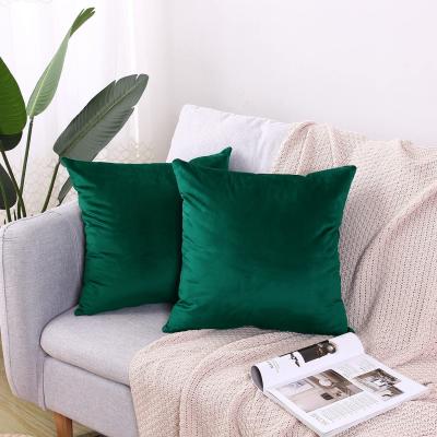 Lot de 2 Housse de Coussin Velours 50 x 50 cm Carr�es D�coratives  Vert Fonc�