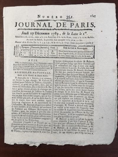 Carta del General Paoli a M de Gentili 1789 Italia Corse   Edici�n Original