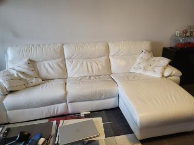 Canap� avec fonction relax �lectrique   m�ridienne cuir blanc Ch�teau d' AX