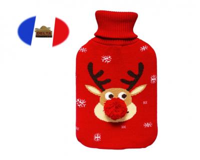 Bouillotte Rouge Renne avec Housse