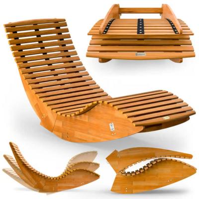 Chaise Longue � Bascule Pliable en Bois   Transat de Jardin Confortable
