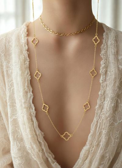 Collier Tr�fle Ajour� Femme Longue Cha�ne   Vintage �l�gant   Cadeau f�te m�re