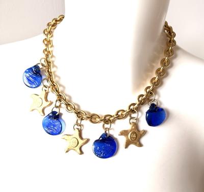 collier D elfa Paris M�tal Dor� Couture Ancien vintage jewelry necklace Bijoux