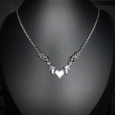 Collier C ur D�moniaque Ail� Bijoux Gothiques Dark Alternatif Cotte De Maille...
