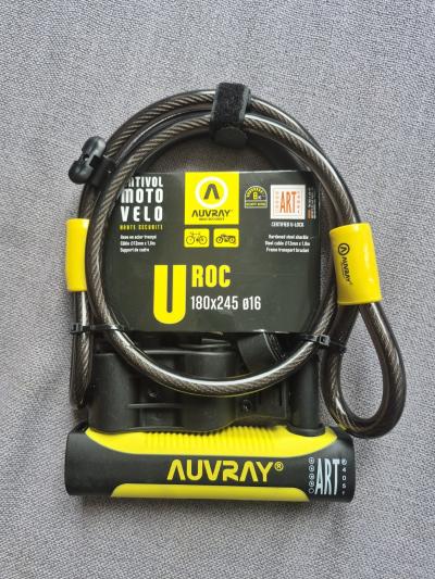 Antivol velo u auvray u roc 180 x 245 mm (diam 16 mm) sans support avec cable 1
