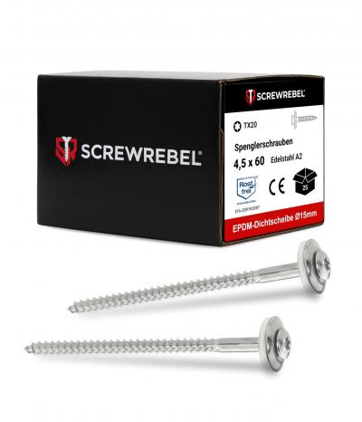 25 pi�ces vis de couvreur 4,5 x 60 mm  acier inoxydable A2, avec rondelle d'�...