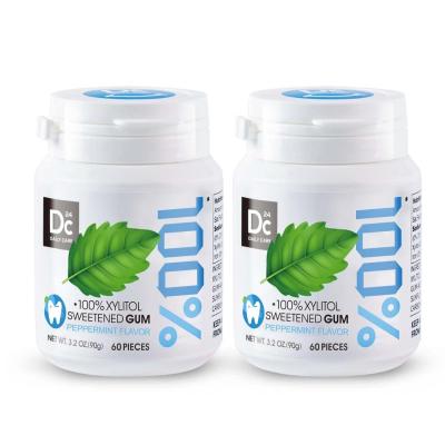 100% Xylitol Gum, sans aspartame, chewinggum � la menthe poivr�e sans sucre, ...