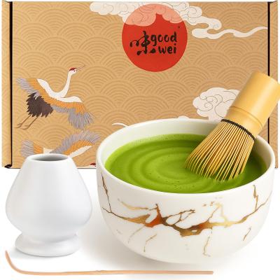 Matcha Ensemble � C�r�monie Th� Japonais Kit Bol, Fouet et Porte Fouet  Marbr...