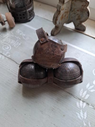 JEU DE PETANQUE    2  PAIRE DE BOULES POPULA   ANCIEN   VINTAGE