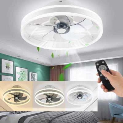 Ventilateur de plafond rond silencieux 50W avec �clairage, plafonnier LED...