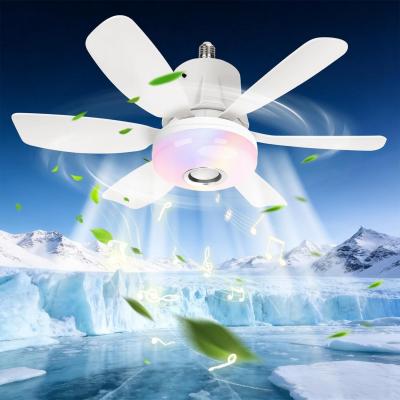 Ventilateur de Plafond avec Lumi�re et Telecommande E27, haut parleur int�gr�