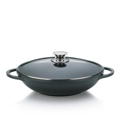 Po�le � wok avec couvercle 32 cm KERROS, 4l, induction, fonte d'aluminium rev...