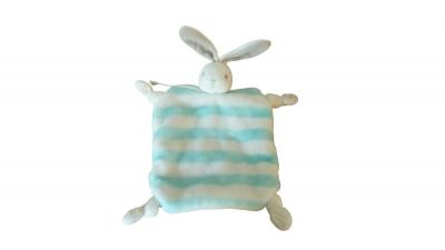 Doudou lapin plat   B�b� Pastel   blanc turquoise  Kaloo