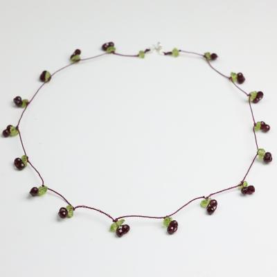 collier petite cerise grenat p�ridot argent 925 pierre pr�cieuse fine 2507