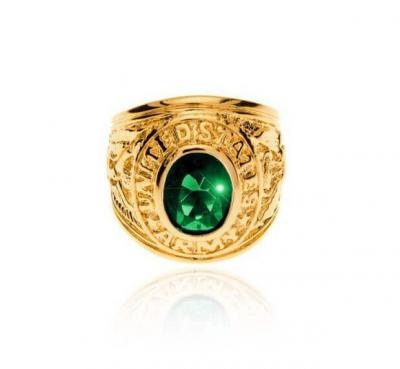 Bague Chevali�re Am�ricaine Army Cz �meraude Plaqu� Or 750-000 T60 62 64 66