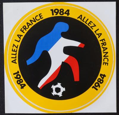 Autocollant ALLEZ LES BLEUS Championnat d'Europe 1984 Football #2 12x12cm