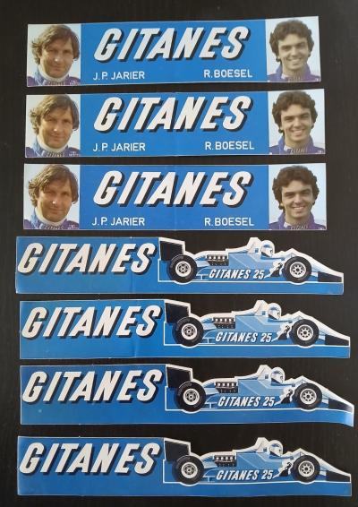Lot de 7 autocollants Gitanes F1 vintages des ann�es '80